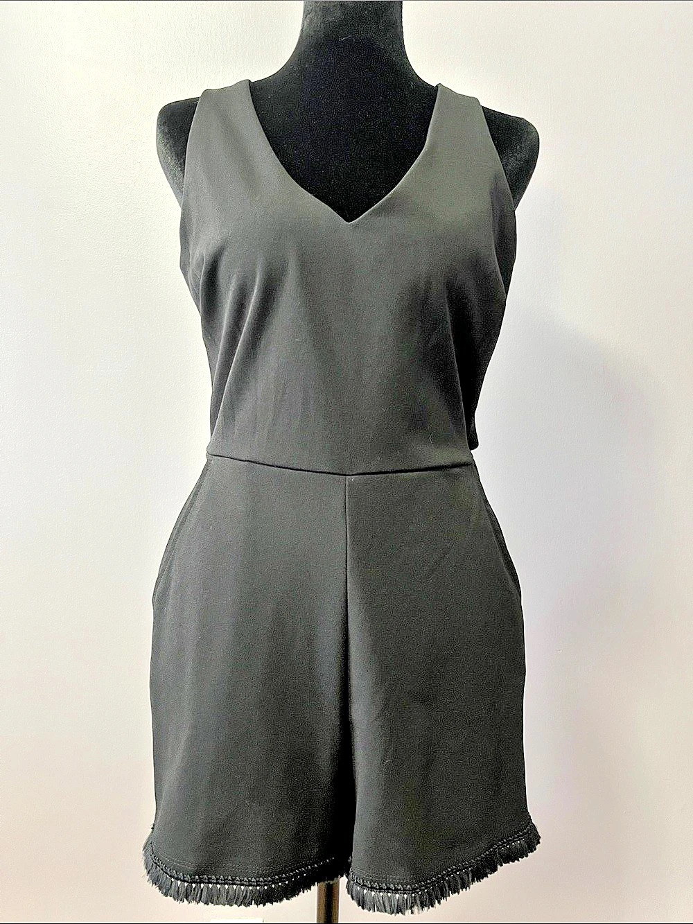 Juniors Black Fringe Hem Romper Like New